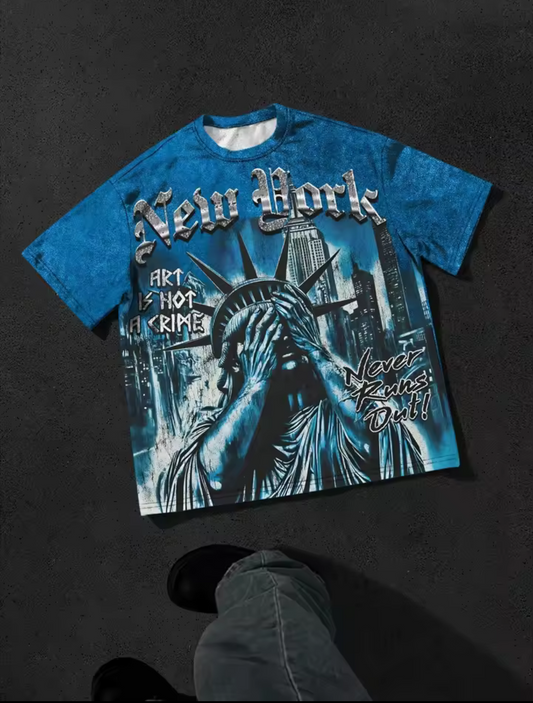 New york art,hot, crime men's T-shirt features a casual fashionable comfortable soft and breathable 3D pattern print