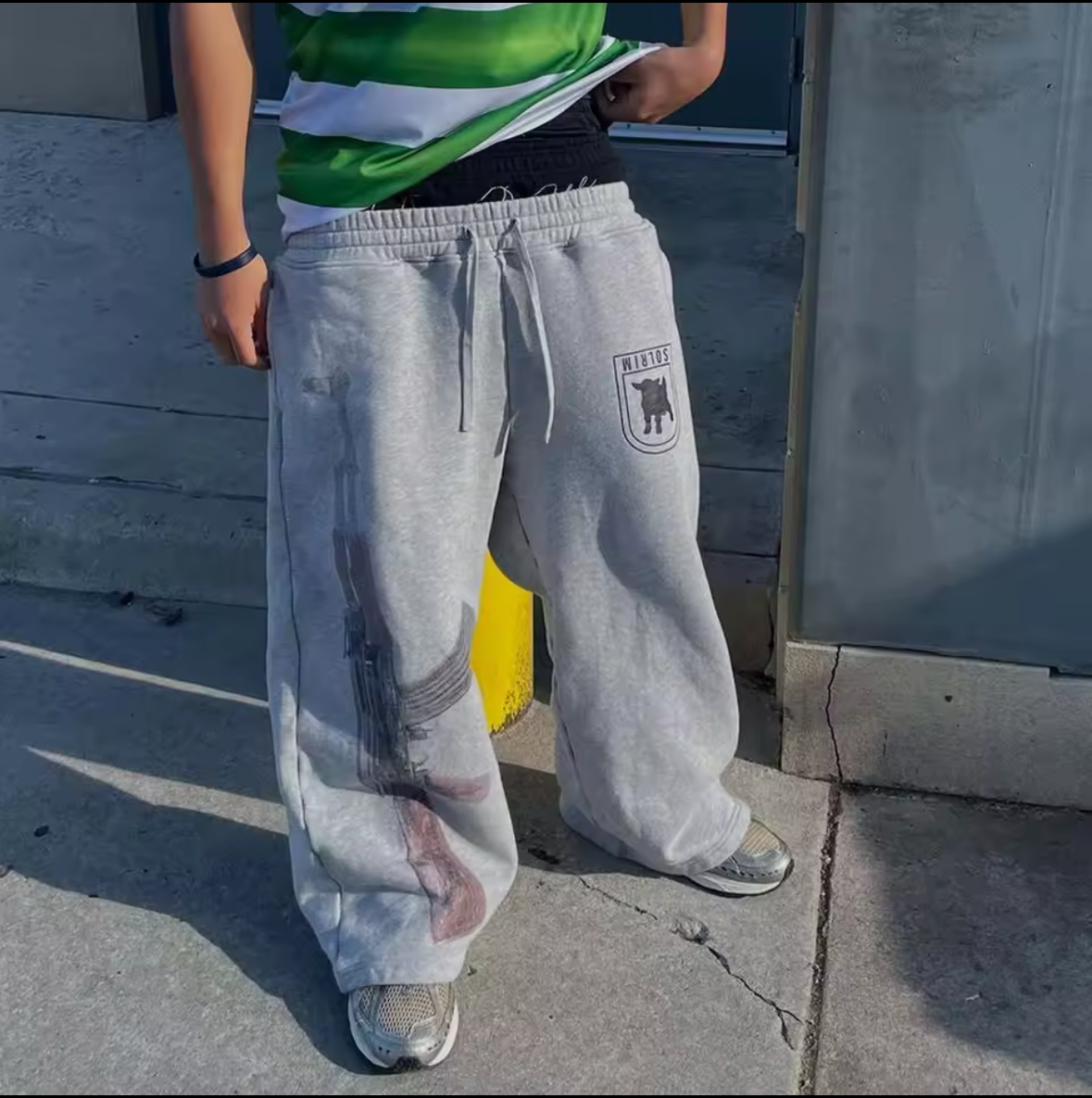 Ak47 High-Waisted Printed Embroidered Street Guard Pants Casual Straight Leg Double Waist Design Fashionable