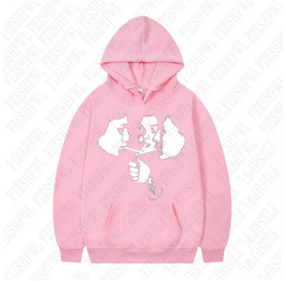 Hot trend 2000s men's fashion Gothic pattern sports hoodie retro punk hip-hop casual hoodie