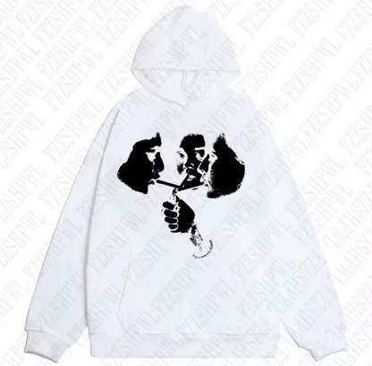 Hot trend 2000s men's fashion Gothic pattern sports hoodie retro punk hip-hop casual hoodie