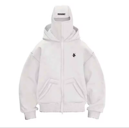 Retro functional style hooded sweatshirt for both men and women, versatile and niche street fashion double hat jacket