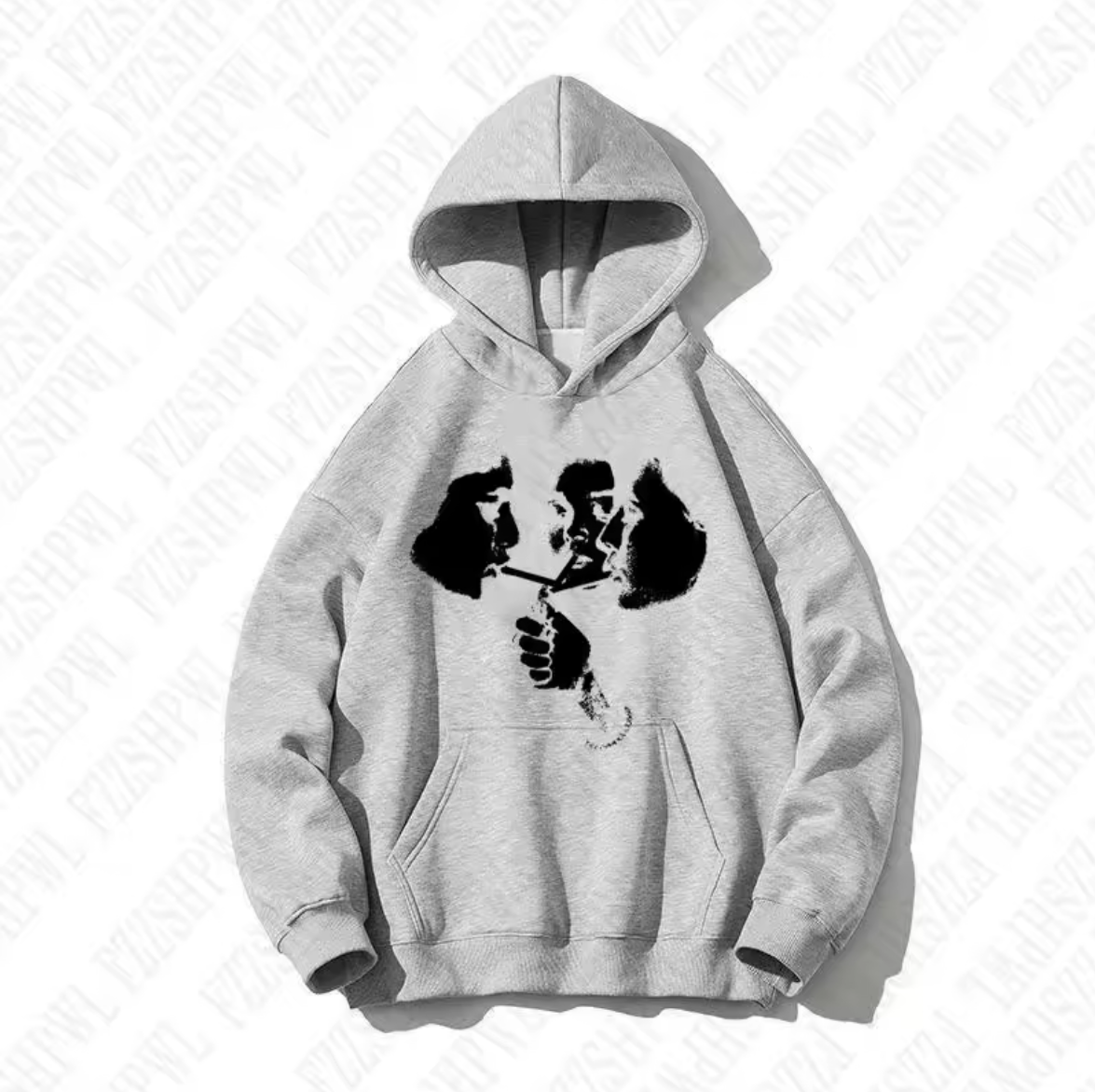 Hot trend 2000s men's fashion Gothic pattern sports hoodie retro punk hip-hop casual hoodie