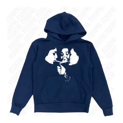 Hot trend 2000s men's fashion Gothic pattern sports hoodie retro punk hip-hop casual hoodie