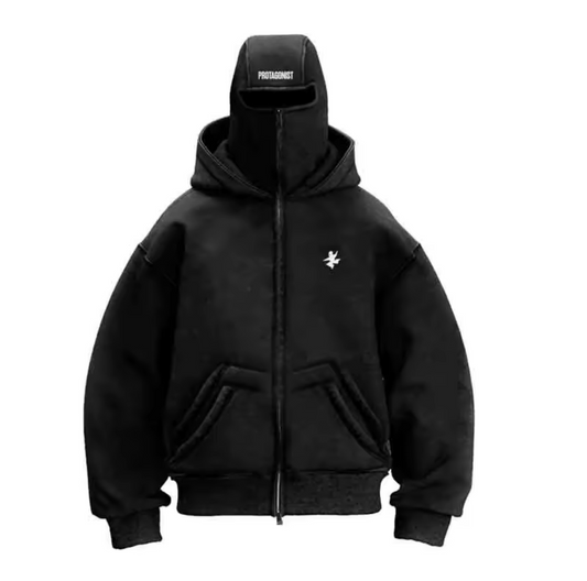 Retro functional style hooded sweatshirt for both men and women, versatile and niche street fashion double hat jacket