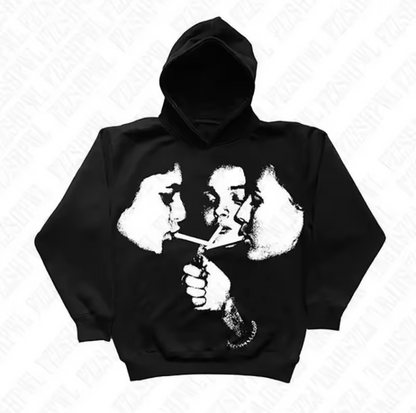 Hot trend 2000s men's fashion Gothic pattern sports hoodie retro punk hip-hop casual hoodie