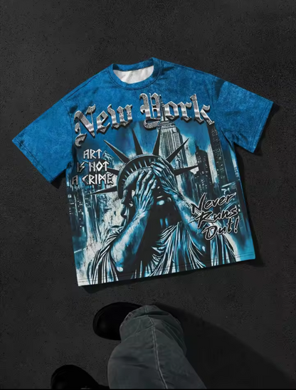 New york art,hot, crime men's T-shirt features a casual fashionable comfortable soft and breathable 3D pattern print