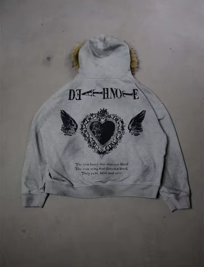 Winter Fashion Gothic Printed Faux Fur Hooded Jacket