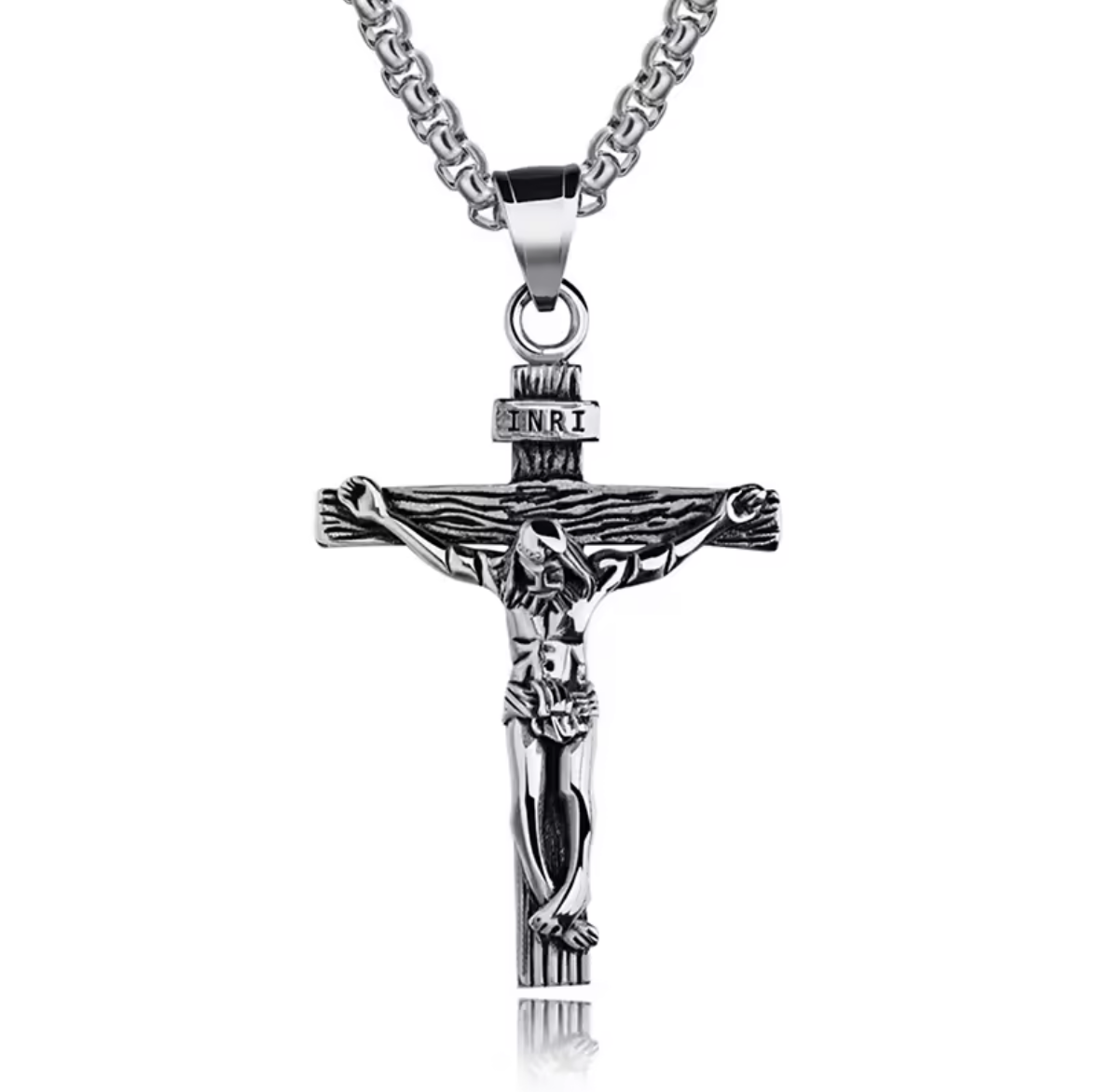 Religious Jesus Cross Stainless Steel Necklace For Men/Women