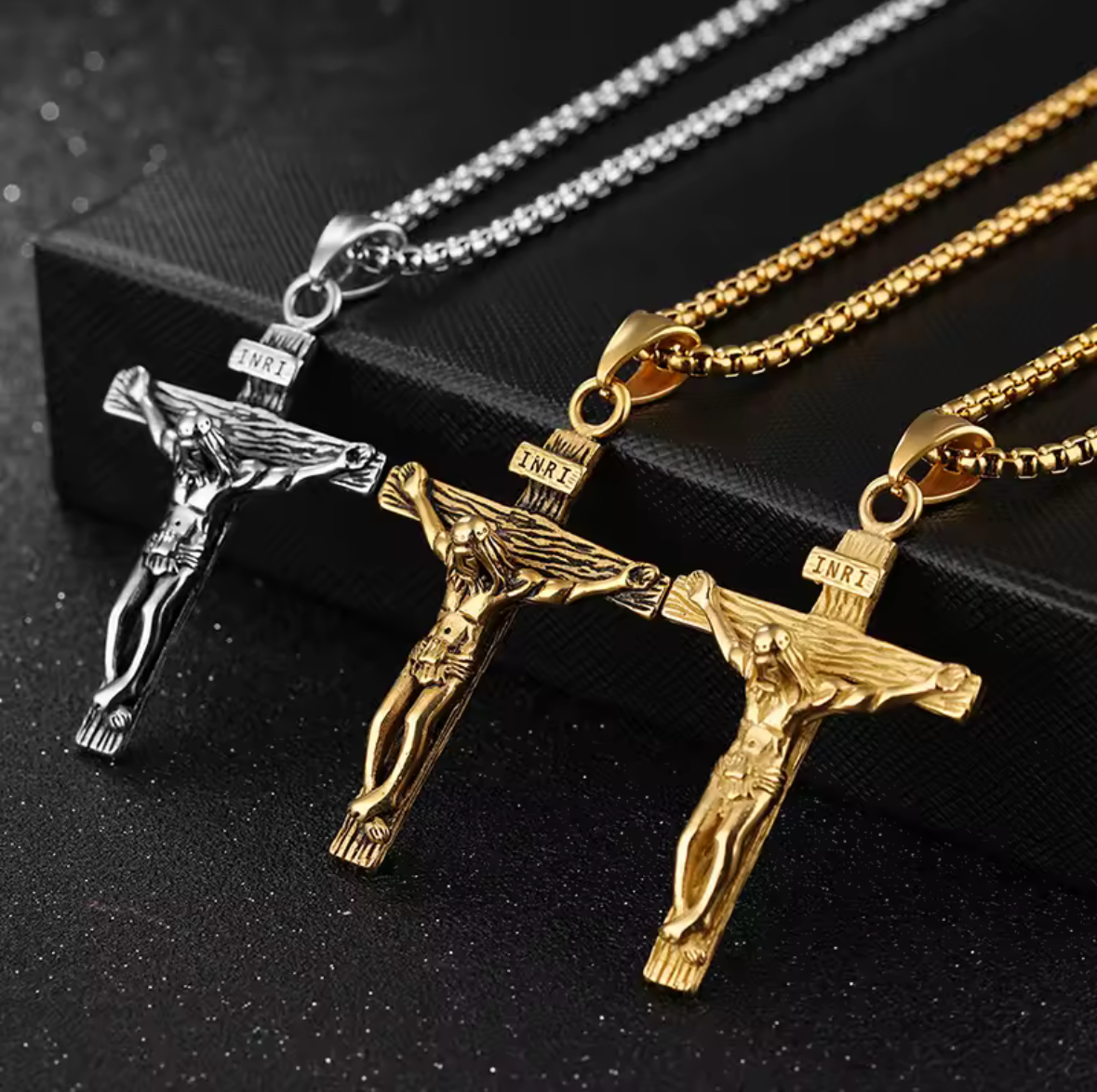 Religious Jesus Cross Stainless Steel Necklace For Men/Women
