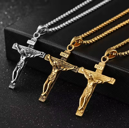 Religious Jesus Cross Stainless Steel Necklace For Men/Women