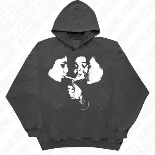 Hot trend 2000s men's fashion Gothic pattern sports hoodie retro punk hip-hop casual hoodie