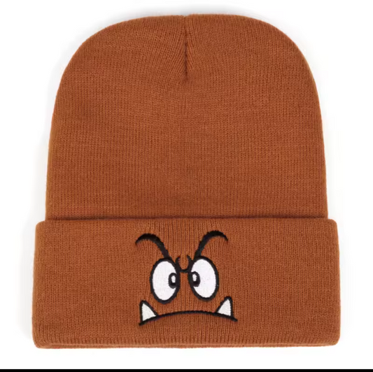 3 sets of Angry expression embroidered knitted beanie,warm woolen hat for men's and women's outdoor sports events in autumn and winter