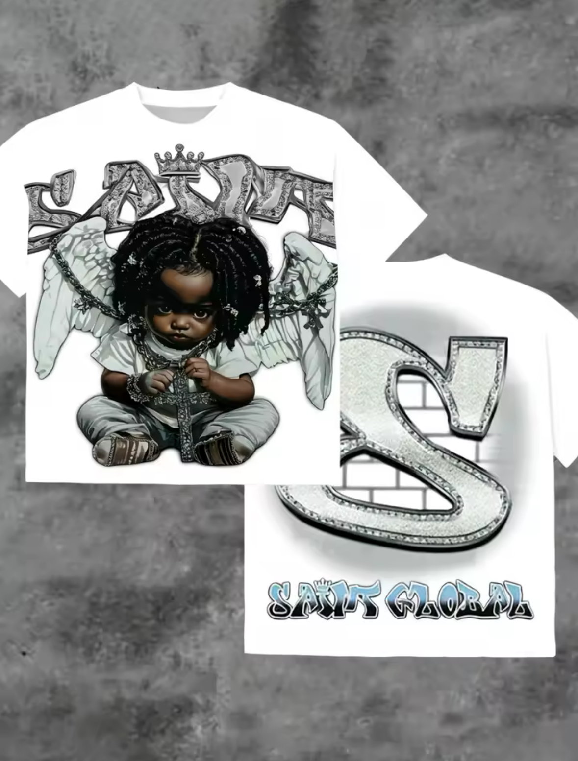 Mens summer little angel redemption print soft and breathable round neck T-shirt