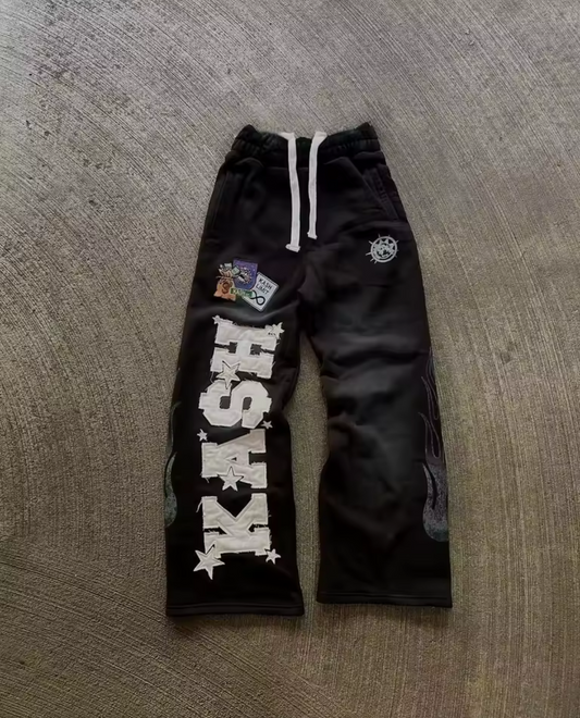High Street Trendy Men's and Women's Loose Straight Tube 3D Kash Casual Pants