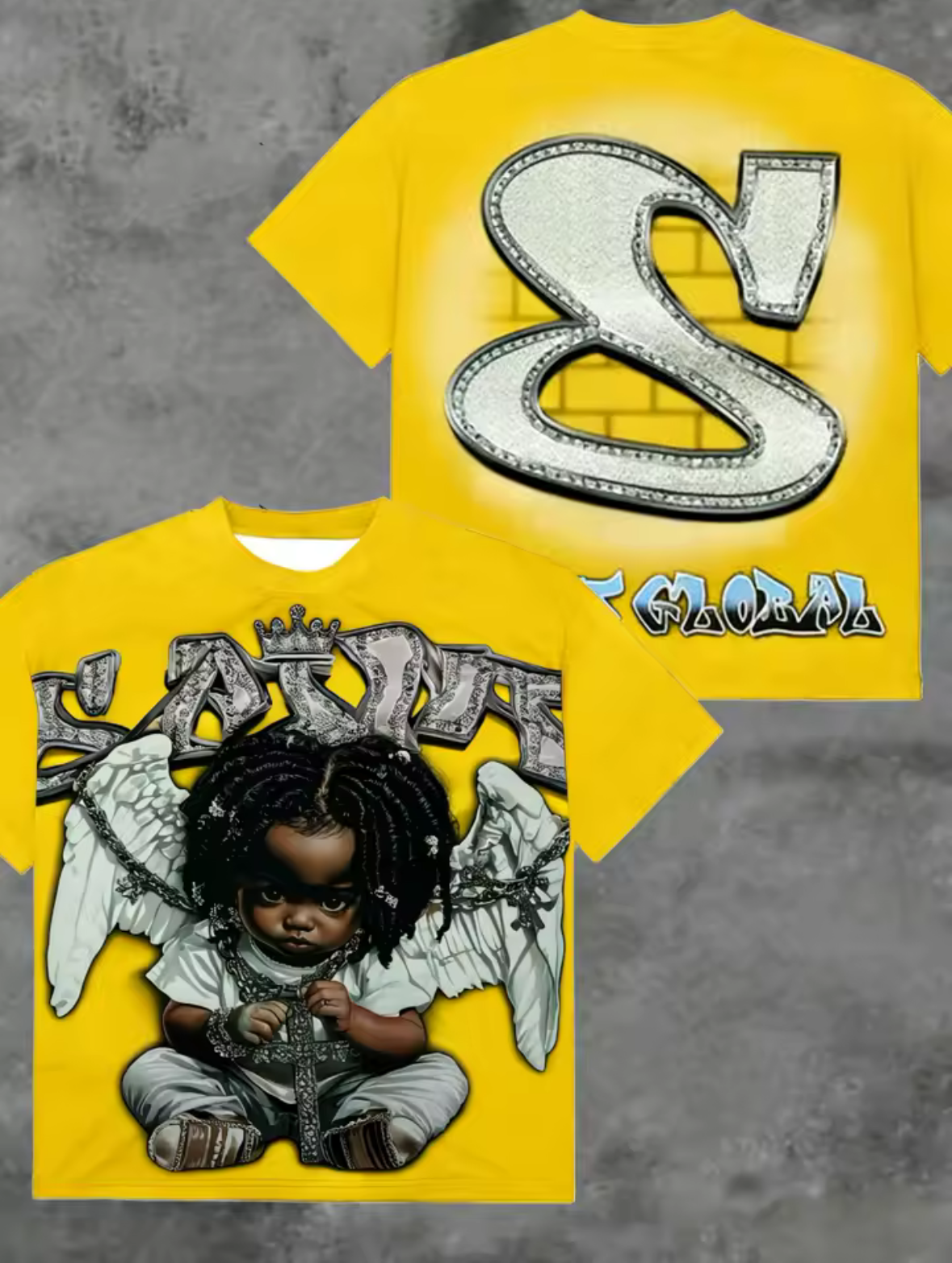 Mens summer little angel redemption print soft and breathable round neck T-shirt