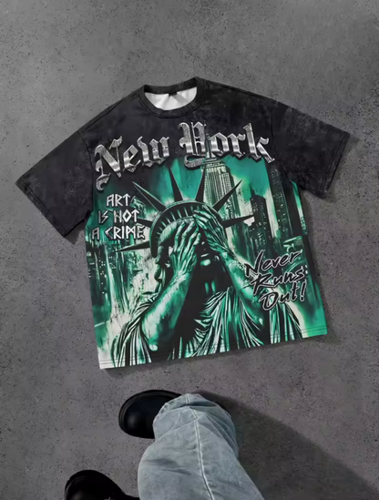 New york art,hot, crime men's T-shirt features a casual fashionable comfortable soft and breathable 3D pattern print